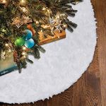 Lalent Large 36inch Faux Fur Christmas Tree Skirt, Luxury Tree Skirts Plush Tree Cover Snow White Base Mat Christmas Decorations Xmas Holiday Party Supplies - 90cm Diameter