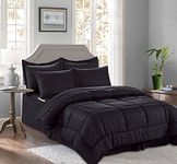 CELINE LINEN Bed Sheet Set,with Double Sided Storage Pockets, Black, Full/Queen