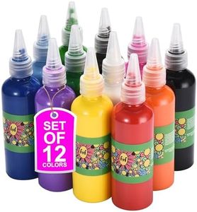 Neliblu Multi-Color Paint for Kids Set of 12, Transparent Bottle, Non-Toxic, Water-Based, Easy to Clean, 12 Colors - Ideal for Art Projects - Each 2oz - Arts & Craft Supplies for Kids Classrooms