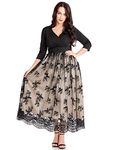 GRAPENT Women's Plus Size Sequin 3/4 Sleeves Evening Gown Party Long Maxi Dress, Champagne Black, 7X-Large Plus