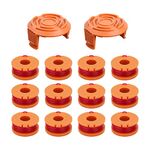 CDIYTOOL 14pcs Strimmer Spool for Worx WA0010, Ø1.65mm 3m Long String Trimmer Replacement Spool Line Grass Strimmer Line (12 Spools + 2 Caps WA6531)