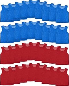 36 Pcs Pinnies Youth Scrimmage Vests Youth Pinnies for Sports Kids Soccer Basketball Jersey Practice Soccer Pinnies (Red, Dark Blue)