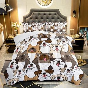 QOOMO Kawaii Dog Comforter Queen Size,Dogs Comforter Set for Kids Teens Girls Boys,3Pcs Bedding Set Printed Comforter with 2 Pillowcases,Down Alternative,Soft and Lightweight，Queen Size