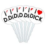 Set of 6 Cupcake Picks Toppers Decoration I Love Heart - Dick