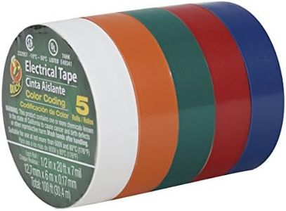 Duck Brand Colored Electrical Tape, 1/2-Inch by 20 Feet, 5-Pack of Rolls, Multi-Color (299020)