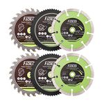 FACHLICH 4-1/2" Circular Saw Blades Set,6pcs HSS/TCT/Diamond Saw Blades for Cutting Wood Metal Plastic Tile 3/8 inch Arbor