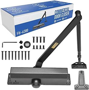 Door Closer Lightweight Commercial Door Closer FS-6300B, Size 4, w/Fitting Template - Regular, Top Jamb or Parallel Installation (Black)