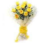 Floralbay Yellow Roses Bouquet Fresh Flowers in Cellophane Wrapping (Bunch of 8)