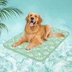 Rywell 【Upgraded】 Extra Large Dog Cooling Mat,110 * 80cm Thicken Self Cooling Mat for Dogs, Arc-Chill Waterproof& Endothermic Color Changing Cooling Pad(Q-Max>0.5), Washable, Safe&Non-Slip(Green)