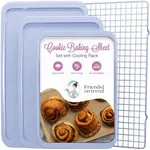 3 Cookie Sheets for Baking + Cooling Rack, Non Stick Baking Sheet Set with Cookie Cooling Rack - Half/Quarter/Jelly Roll Pan with Wire Rack, Sheet Pan Set of 3, Non Toxic Baking Sheets for Oven.