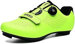Mens Cycling Shoes for Men Road Bike Riding Shoes Buckle Breathable Cleat Compatible SPD Compatible for Indoor Outdoor Riding Racing Green