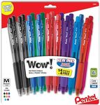 Pentel WOW! Retractable Ballpoint Pens, Medium Line, Assorted Ink Colors, 18-Pack (BK440BP18M)