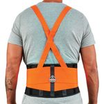 Ergodyne ProFlex 100HV Back Support Brace, High Visibility Support Belt, 8" Spandex Material, Removeable Straps