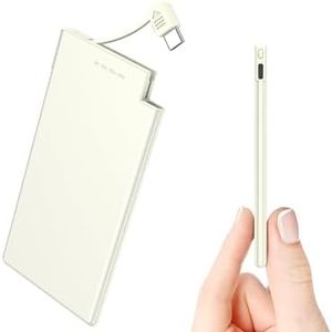 Auskang Power Bank 5000mAh Portable Charger with Built-in USB C Cable Battery Pack for Samsung S22/23 Series, Huawei, iPhone15/15 Plus/Pro/Pro Max, Oppo, Android Phones (White)