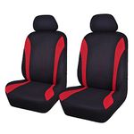 Flying Banner Universal Fit Car Seat Cover Sets Mesh Fabric Splicing Polyester Cover (2 Fronts, Black and Red)