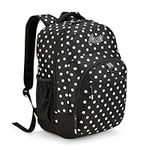 Roots Signature Lightweight Laptop Backpack for Kids and Adults/Boys or Girls. School Backpack made of Waterproof and Recycled Fabrics - Travel Bag - Blue Navy Backpack – 34L, White Polka Dot