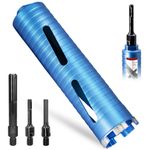 DaduoRi 3 1/2" Dry Core Drill Bit, 5/8"-11 Thread, with 3 Adapters Included: SDS Plus, SDS Max and 1/2" Hex Shank, 9.5" Drilling Depth, 3.5 Inch Concrete Drill Bit for Masonry Brick Block Stucco