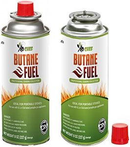 Jo Chef Butane Fuel Canister, 8 oz Butane Cylinder, Pure Refined Butane Gas for Camping Stove Or Use Directly with Brûlée Kitchen Blow Torch Head 2 Cans