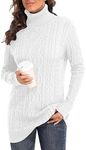 PrettyGuide Women's Long Sweater Turtleneck Pullover Tunic Sweater Tops M Off White