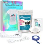 GOZYE DTF Transfer Film and DTF Powder Set, Direct to Film Starter Kit Contains 20 Sheets A4 PET Film, 8.8 oz Hot Melt Powder, 45 ft Recognition Tape, 2pcs T-shirt Ruler Guide for Printing on T-shirts