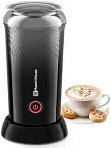 Maestri House Milk Frother, 3-in-1 Hot & Cold Milk Frothing Steamer, 240ML Touch Control Foam Maker, Compact Space-Saving Design for Latte, Cappuccino and Warm Milk Black