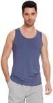 WiWi Viscose from Bamboo Men's Tank T-Shirt Soft Crewneck Undershirts Moisture Wicking Sleeveless Tanks S-XXL, Vintage Indigo, Medium