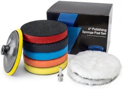 OFISPEED 9Pcs Buffing Polishing Pads Kit, 6 Inch Buffing Pads, Sponge & Woolen Pads with M14 Drill Adapter & Backing Plate for Car Care, Polishing, Washing, Cleaning, Waxing