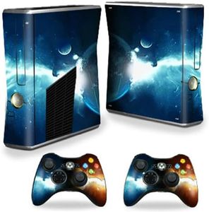 MightySkins Skin Compatible with Microsoft Xbox 360 S Slim + 2 Controller Skins wrap Sticker Skins Sci Fi