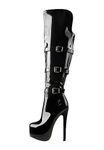 Richealnana Women's Platform Lace Up Side Zipper Over the Knee High Boots, Stiletto Black, 10