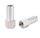 Stainless Steel 1/4" Barb x 3/8" FNPT Female Adaptor Home Brew Fitting Pack of 2