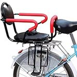 Child Bicycle Seat Back Rear Frame Mounted Kids Bike Seats with Non-Slip Armrests and Pedals Padded Seat Belt for Adult Bike Attachment