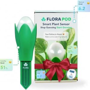 Flora Pod AI-Powered Smart Plant Monitor | for Indoor or Outdoor Plants | Personalized Alerts for Moisture, Temperature, Humidity, and Light