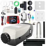 WAYSKA Diesel Heater 12V, 15L Tank, Diesel Air Heater 5KW, Muffler, Diesel Parking Heater with LCD Thermostat Monitor & Remote Control for Trucks, Trailer, Boat and Motor-Home