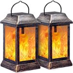 SOLARBABY Solar Lights Outdoor Hanging Lantern, Metal Flickering Flame Solar Lantern Lights Outdoor Decoration for Garden Patio Pathway Deck Yard(Bronze, Pack of 2)