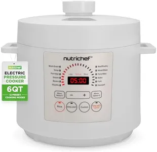 NutriChef Electric Pressure Cooker 6 Quart Capacity | 9 Function Digital Countertop Pressure Cooker | Adjustable Time & Temperature | Cook, Bake, Steam, Broil, & Braise | 13.1 x 11.4 IN | White