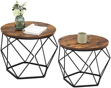 Vasagle LET040B01 Steel Frame Coffee Tables 2-Piecese Set, Rustic Brown/Black