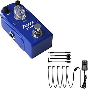 AZOR Pedal Power Adapter with Guitar Dealy Pedal, Vintage Analog Delay Guitar Effect Pedal with True Bypass Pedal, Vintage Analog Delay Guitar Effect Pedal with True Bypass