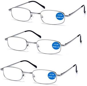 IMPECCABLE METAL frame and crystal clear vision - Viscare 3-Pack Men Women Metal Spring Hinged Full Frame Reading Glasses Readers w/ 3 pouches 1 Cloth +1.50