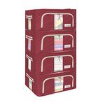 BlushBees® Living Box - Cloth Organizer Boxes, Saree Cover - 24 Litre, Pack of 4, Polka Dots Red