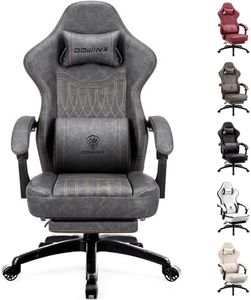 Dowinx Gaming Chair Breathable PU Leather Gamer Chair with Pocket Spring Cushion, Ergonomic Computer Chair with Massage Lumbar Support,Adjustable Swivel Task Chair with Footrest(Gray)