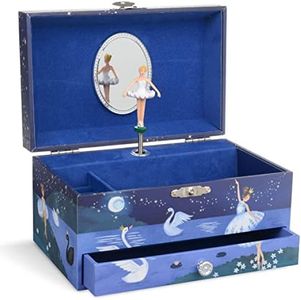 Jewelkeeper Girl's Ballerina Musical Jewelry Storage Box with Pullout Drawer, Glitter Design, Swan Lake Tune