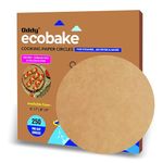 Oddy Ecobake Brown Cooking & Baking Paper Circles, 250 Unbleached & Chlorine Free Pre-Cut Rounds, Size 8 inch, Ideal for Baking Cakes, Best Suitable for Airfryer, Microwave, Oven & Steamer