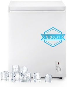 OOTDAY Deep Freezer, Mini Freezer with 7-Step Temperature Control, 5.0 cu.ft Small Deep Freezer, Chest Freezer with Removable Basket for Dormitories, Office, Bedroom and Small Living Spaces(White)