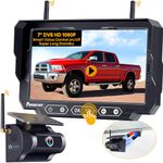 Magnetic Solar Wireless Backup Camera: 7" DVR Portable 1Min Easy Install Scratch-Proof No Delay Voice ON-Off Truck Trailer Hitch Rear View Camera Rechargeable HD 1080P Night Vision for RV Pemacom P15