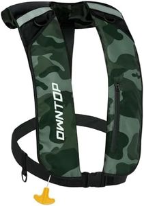 Owntop Inflatable Swim Jacket for Adults, D-Ring Attachment, Low Profile Manual Swim Vest, 24g CO2 Cylinder for Kayak, Fishing, Paddle Sports, Camo Green