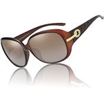 DUCO Women's Shades Classic Oversized Polarised Sunglasses 100% UV Protection 6214 Brown Frame Brown Lens