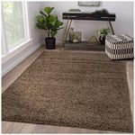 A2Z Rug|Shaggy Plain Rug Fluffy Living Room Bedroom Carpets|140x200cm-4'7" x6'7''ft Brown|Soft 5 cm Pile Thickness Modern|Dorm Home Children's Floor Area Rugs