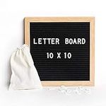 Felt Letter Board, FOME 10x10in Changeable Letter Board Message Board with 160 Letters Numbers Symbols Message Sign Board Oak Frame Letter Board Stand Draw String Letter Pouch