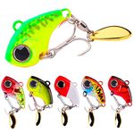 Achum Fishing Lures Spinners Metal VIB Lure with Blade Tail Long Cast Bait (6pcs),Green,Red,Yellow