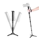 Moman Camera Monopod, Tripod Monopod MA65 Aluminum Alloy Monopod with Base for DSLR Camera Camcorder, Extendable Monopod Height up to 65 inch, Payload up to 15.5lbs/7kg, Black